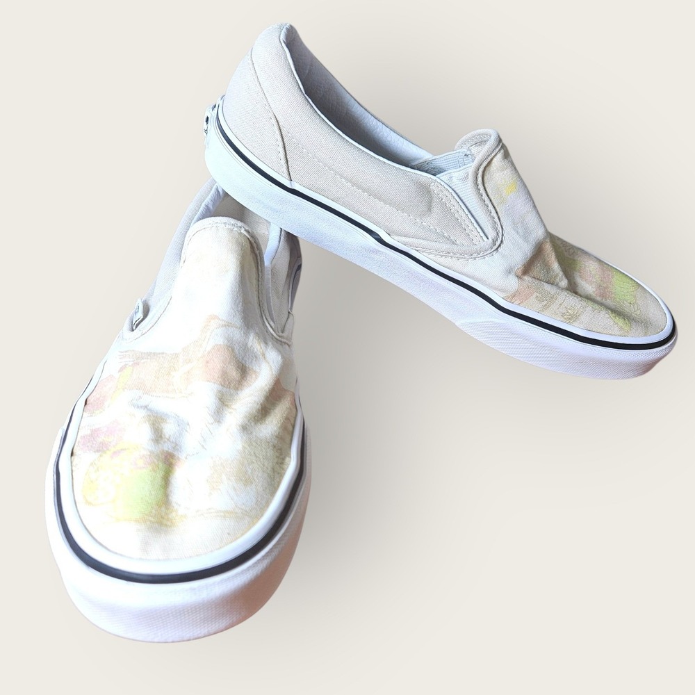 Vans Classic Slip-On Desert Vibes Print Beige Canvas Sneakers Womens 8.5 Mens 7